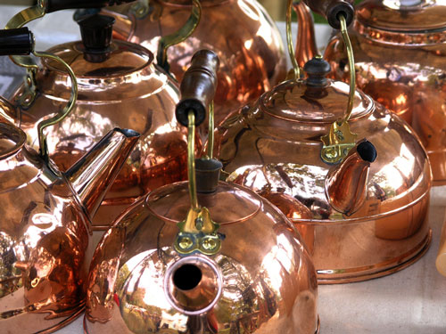 shiny copper kettles